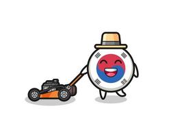 illustration of the south korea flag character using lawn mower vector