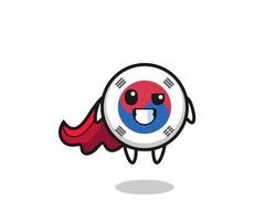 the cute south korea flag character as a flying superhero vector