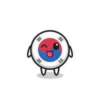 cute south korea flag character in sweet expression while sticking out her tongue vector