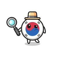 south korea flag detective character is analyzing a case vector