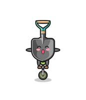 The cute shovel character is riding a circus bike vector