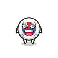 cute south korea flag character with hypnotized eyes vector