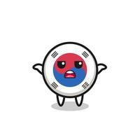personaje de la mascota de la bandera de corea del sur diciendo que no sé