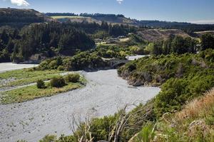 View of the dried up Rakaia River bed in summertime photo