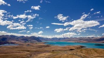 Scenic view of the colourful Lake Tekapo photo