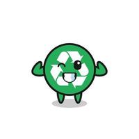 el personaje de reciclaje muscular está posando mostrando sus músculos vector