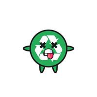 character of the cute recycling with dead pose vector