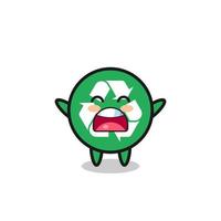 cute recycling mascot with a yawn expression vector