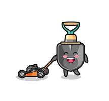 illustration of the shovel character using lawn mower vector