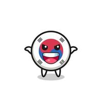 the illustration of cute south korea flag doing scare gesture vector