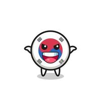 the illustration of cute south korea flag doing scare gesture vector