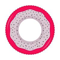 Lifesaving beach inflatable swimming circle in the shape of a dragon fruit. Top view. A summer accessory for holidays and recreation on the water. flat color vector illustration. Isolated on white.