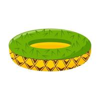 Lifesaving beach inflatable circle for swimming in the form of a pineapple. A beachy summer accessory for holidays and recreation on the water.Bright flat color vector illustration. Isolated on white.