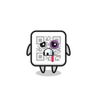 injured qr code character with a bruised face vector