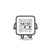 qr code cartoon illustration with a shy expression vector