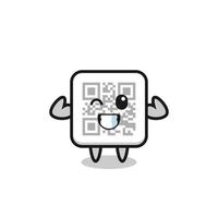 the muscular qr code character is posing showing his muscles vector