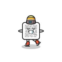 qr code cartoon as an ice skating player doing perform vector