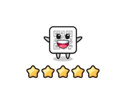 the illustration of customer best rating, qr code cute character with 5 stars vector