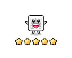 la ilustración de la mejor calificación del cliente, código qr lindo personaje con 5 estrellas vector