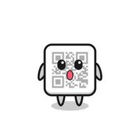 the amazed expression of the qr code cartoon vector