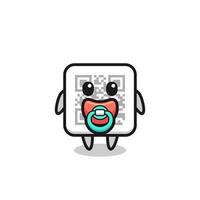 baby qr code cartoon character with pacifier vector
