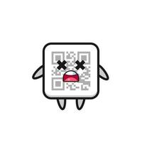 el personaje de la mascota del código qr muerto vector