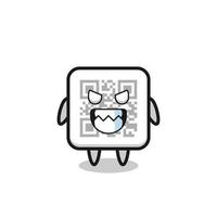 expresión malvada del código qr lindo personaje de mascota vector