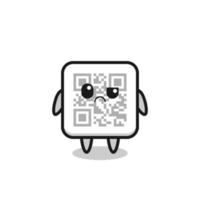 the mascot of the qr code with sceptical face vector