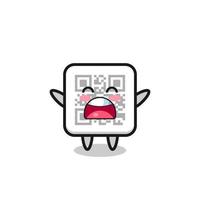 cute qr code mascot with a yawn expression vector