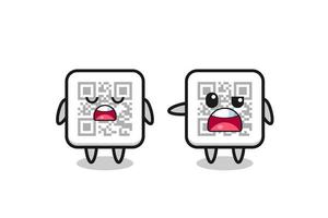 illustration of the argue between two cute qr code characters vector