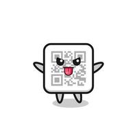 naughty qr code character in mocking pose vector