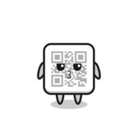 the bored expression of cute qr code characters vector