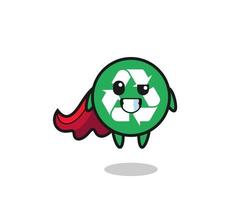 the cute recycling character as a flying superhero vector