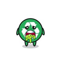 the cute recycling character with puke vector