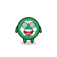 cute recycling character with hypnotized eyes vector