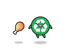 cute recycling floating and tempted because of fried chicken vector