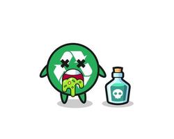 illustration of an recycling character vomiting due to poisoning vector