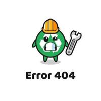 error 404 con la linda mascota de reciclaje vector