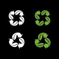 organic recycling. combined recycling with leaf, leaf meaning organic vector