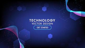 Abstract technology background Hi-tech communication concept, technology, digital business, innovation, science fiction scene vector illustration with copy-space.