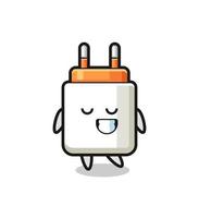 power adapter cartoon illustration with a shy expression vector