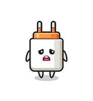 disappointed expression of the power adapter cartoon vector