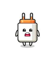 power adapter illustration with apologizing expression, saying I am sorry vector