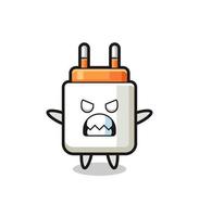 wrathful expression of the power adapter mascot character vector