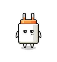 cute power adapter character with suspicious expression vector