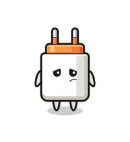 the lazy gesture of power adapter cartoon character vector