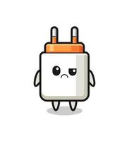 the mascot of the power adapter with sceptical face vector