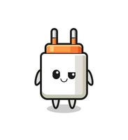 power adapter cartoon with an arrogant expression vector