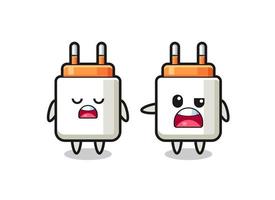 illustration of the argue between two cute power adapter characters vector