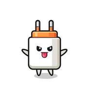 naughty power adapter character in mocking pose vector